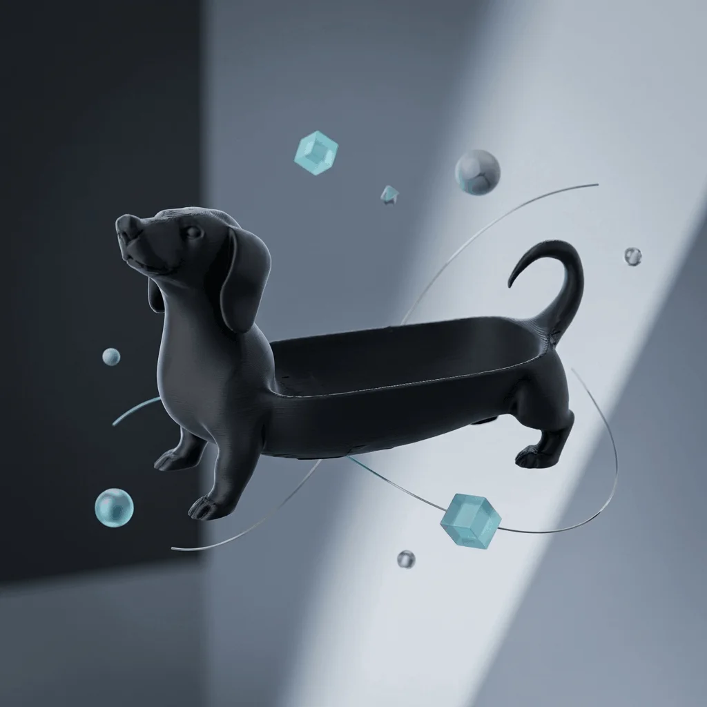 Modern Dachshund Dog Desktop Tray – 3D Printed Minimalist Organizer thumbnail 2