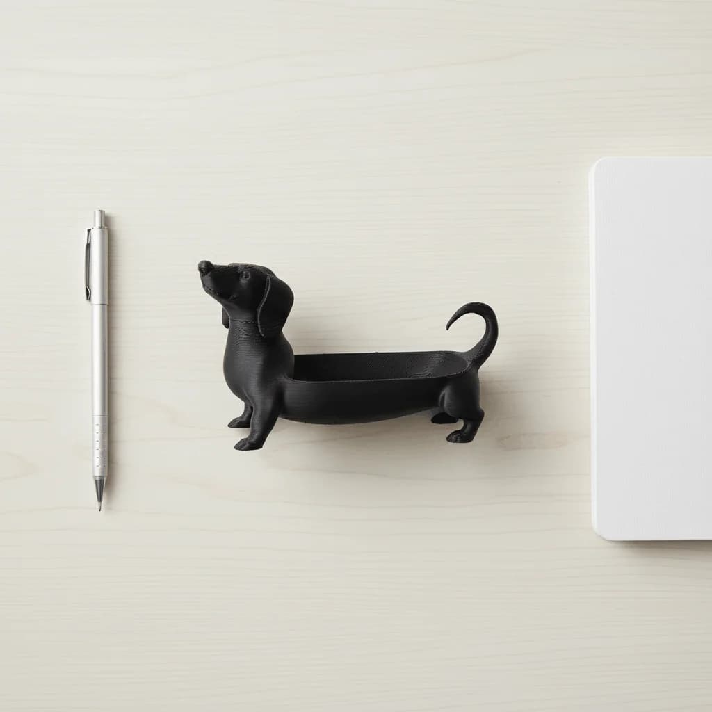 Modern Dachshund Dog Desktop Tray – 3D Printed Minimalist Organizer thumbnail 3