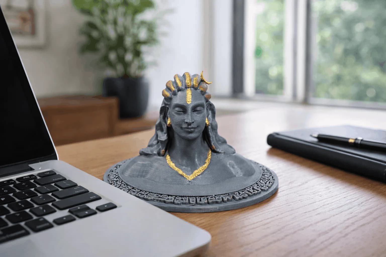 Hand-Painted Lord Shiva 3D Printed Idol (Adiyogi Bust) thumbnail 2