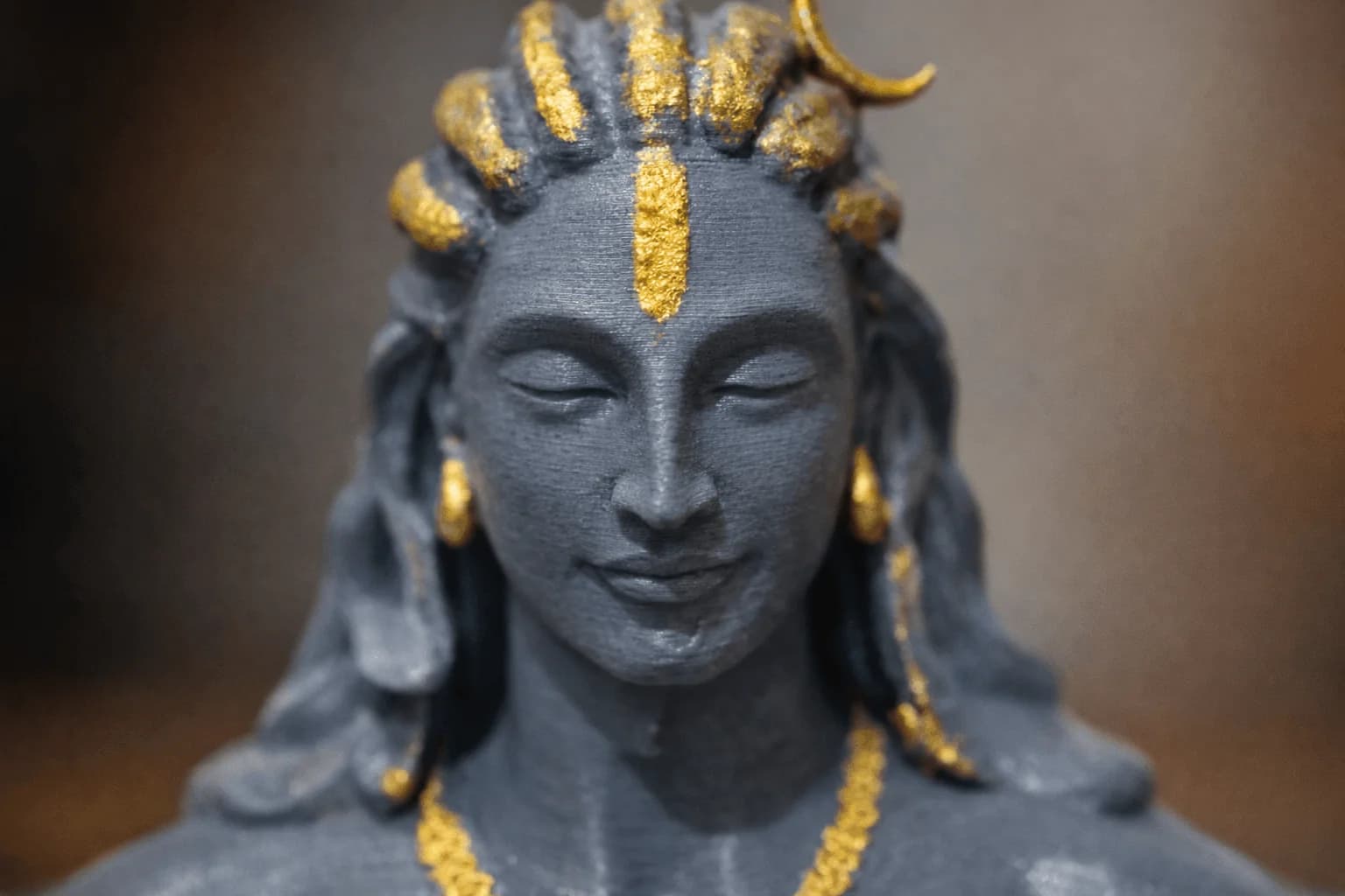 Hand-Painted Lord Shiva 3D Printed Idol (Adiyogi Bust) thumbnail 4