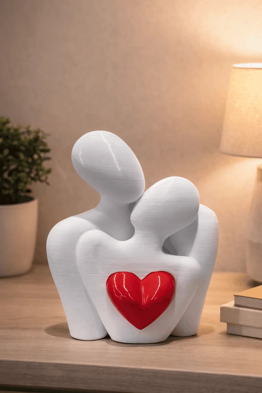 Modern Couple 3D Printed Sculpture with Heart thumbnail 2