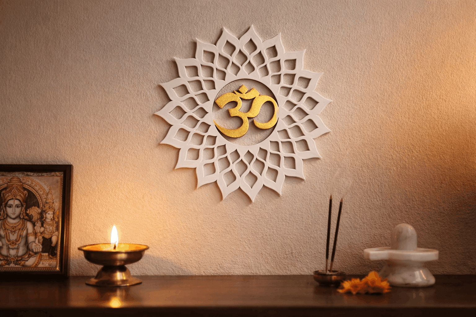 Om 3D Printed Wall Hanging – Lotus Mandala Spiritual Home Décor
