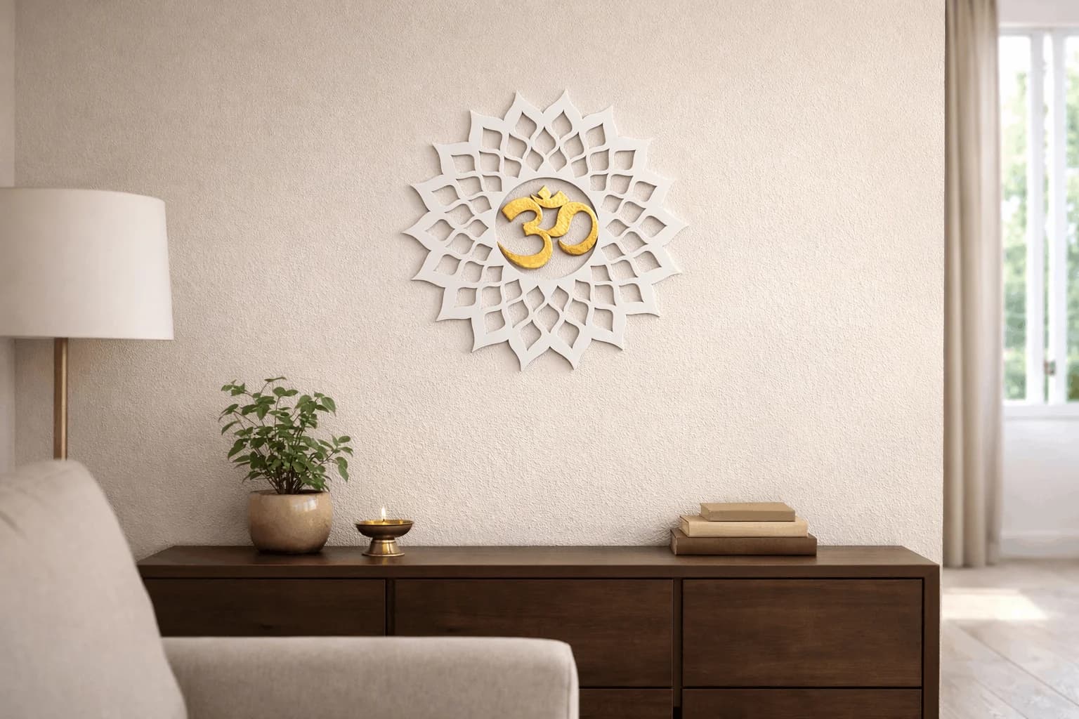 Om 3D Printed Wall Hanging – Lotus Mandala Spiritual Home Décor thumbnail 2