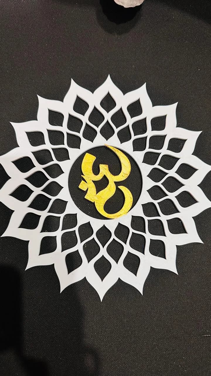 Om 3D Printed Wall Hanging – Lotus Mandala Spiritual Home Décor thumbnail 5