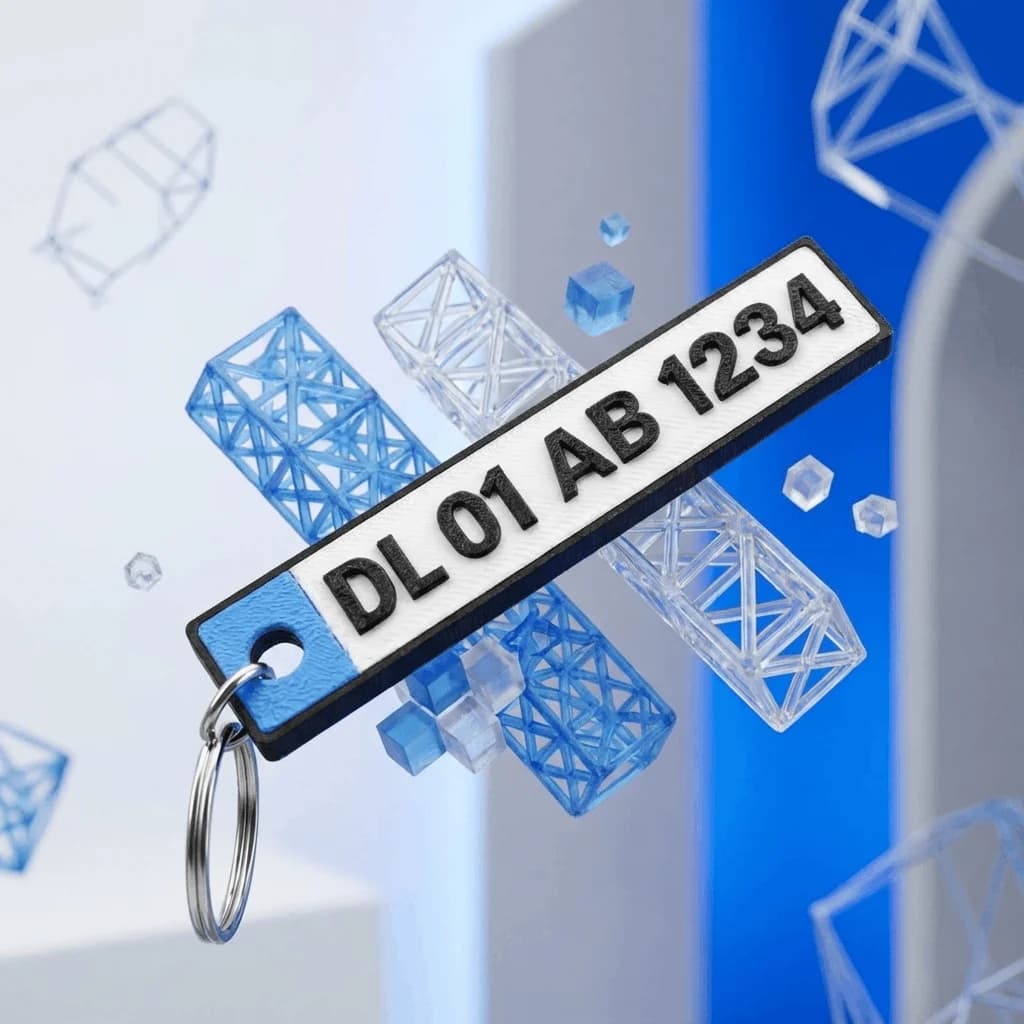 Custom Vehicle Number Plate 3D Printed Keychain – Car / Bike / Scooter thumbnail 2