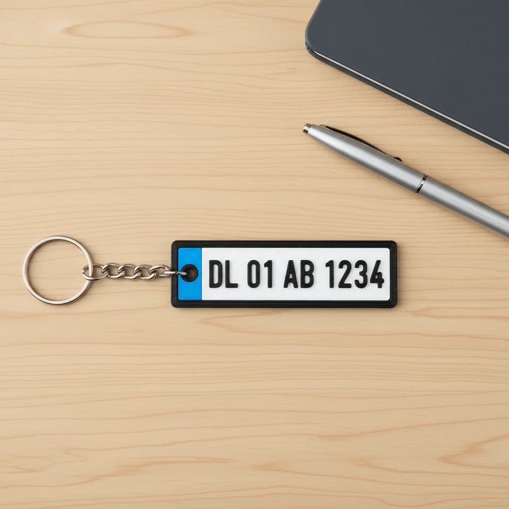 Custom Vehicle Number Plate 3D Printed Keychain – Car / Bike / Scooter thumbnail 3
