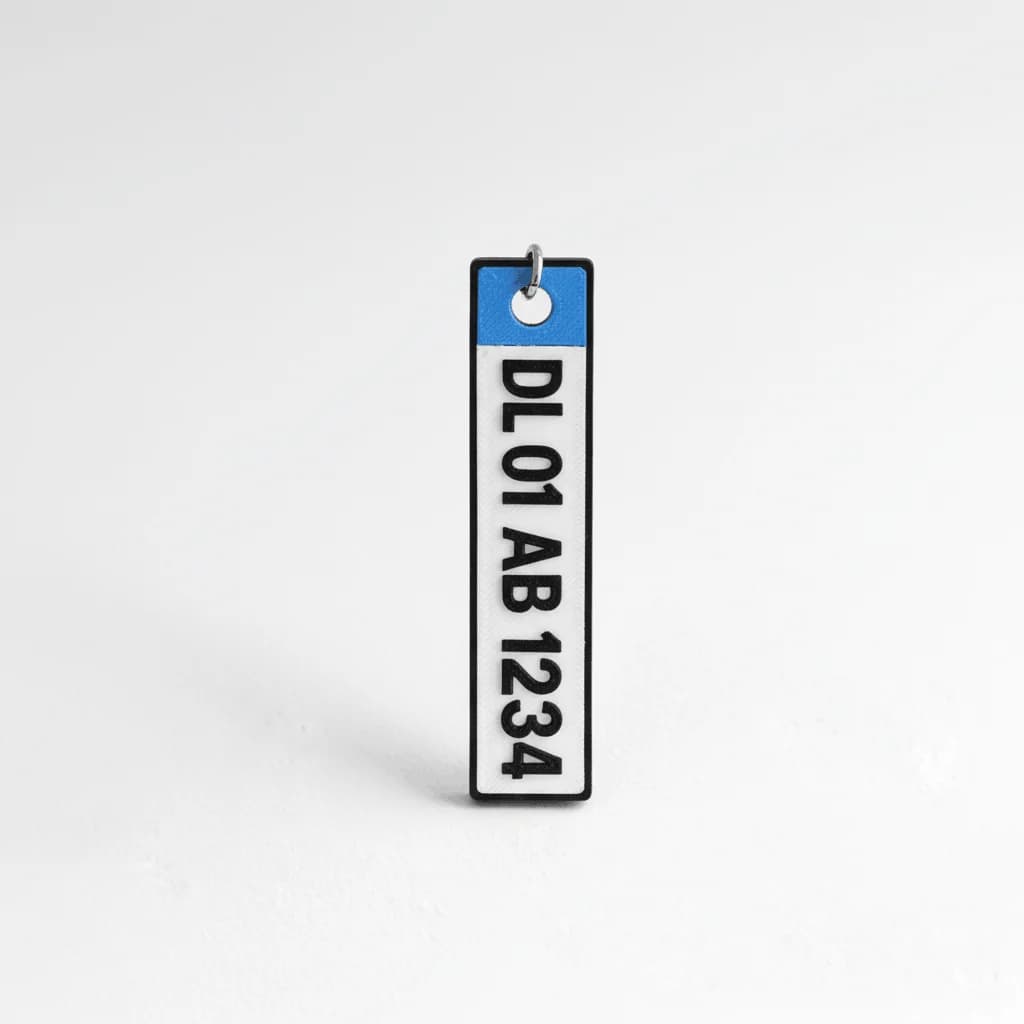 Custom Vehicle Number Plate 3D Printed Keychain – Car / Bike / Scooter thumbnail 4