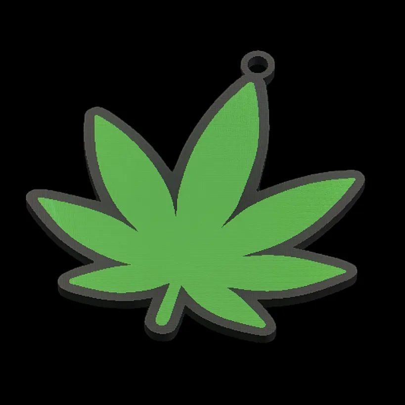 Cannabis Leaf Keychain – Glitter Finish Lightweight Key Ring thumbnail 2