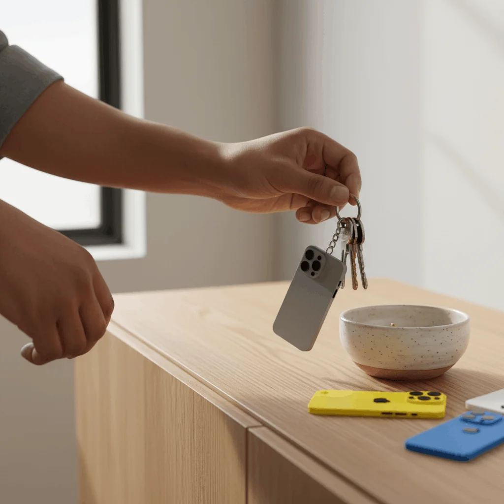 iPhone 16 Pro Style 3D Printed Keychain – Mini Phone Keyring thumbnail 3
