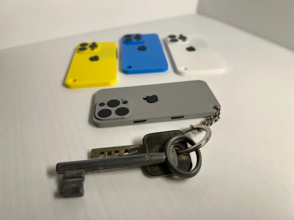 iPhone 16 Pro Style 3D Printed Keychain – Mini Phone Keyring thumbnail 2