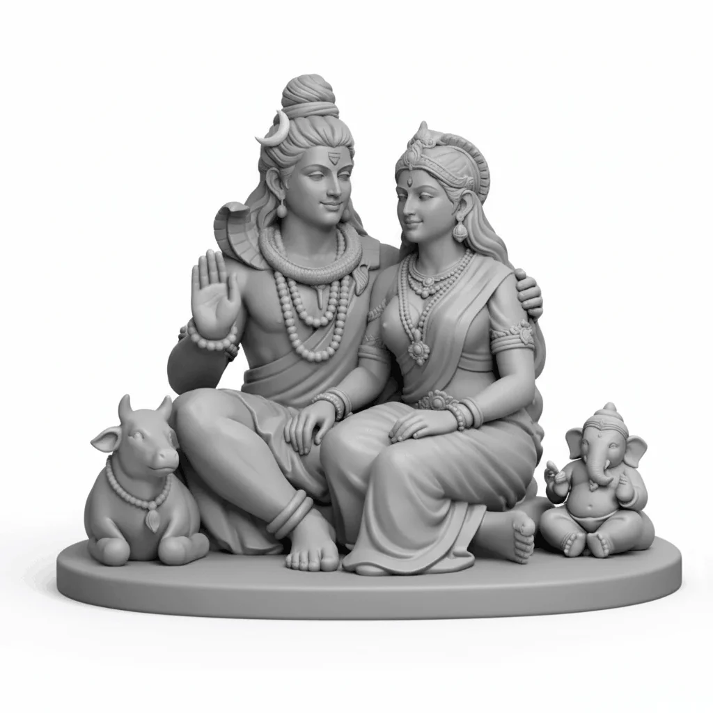Shiv Parvati Family Idol – Sacred Shiv Parivar Murti for Pooja & Home Temple thumbnail 4