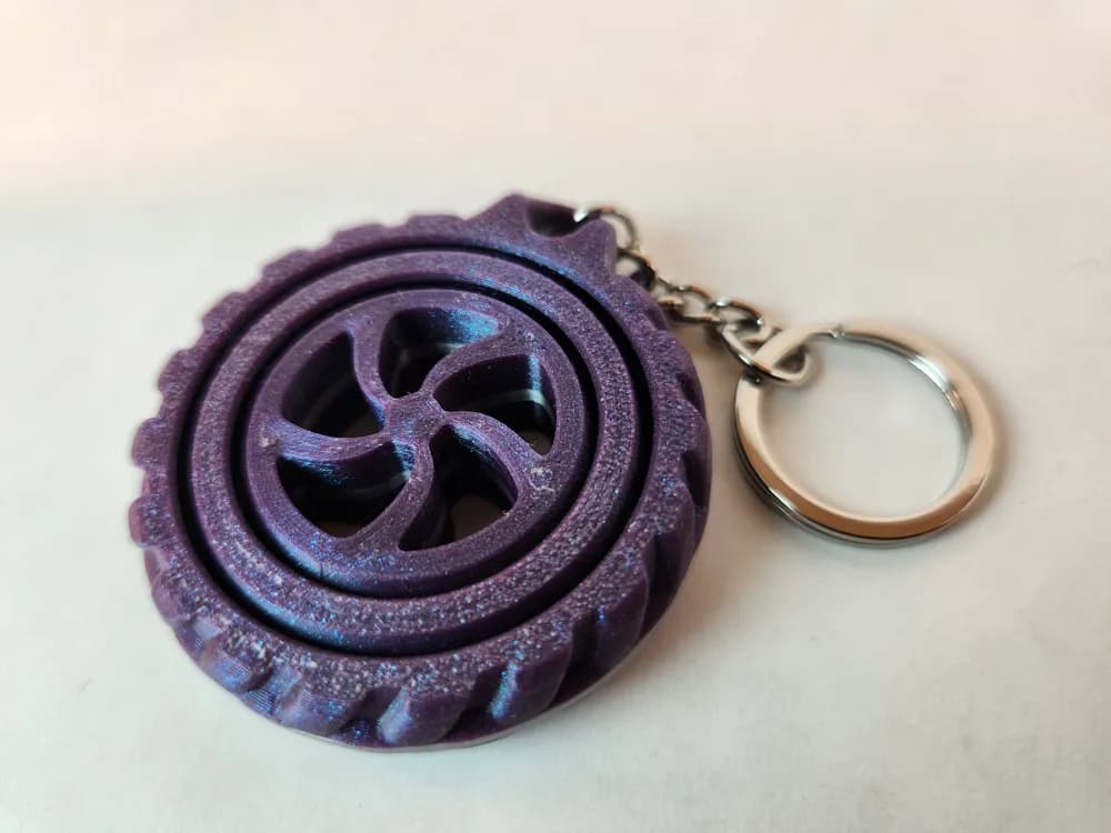 Rotating Wheel Keychain – 3D Printed Spinner Keyring thumbnail 5
