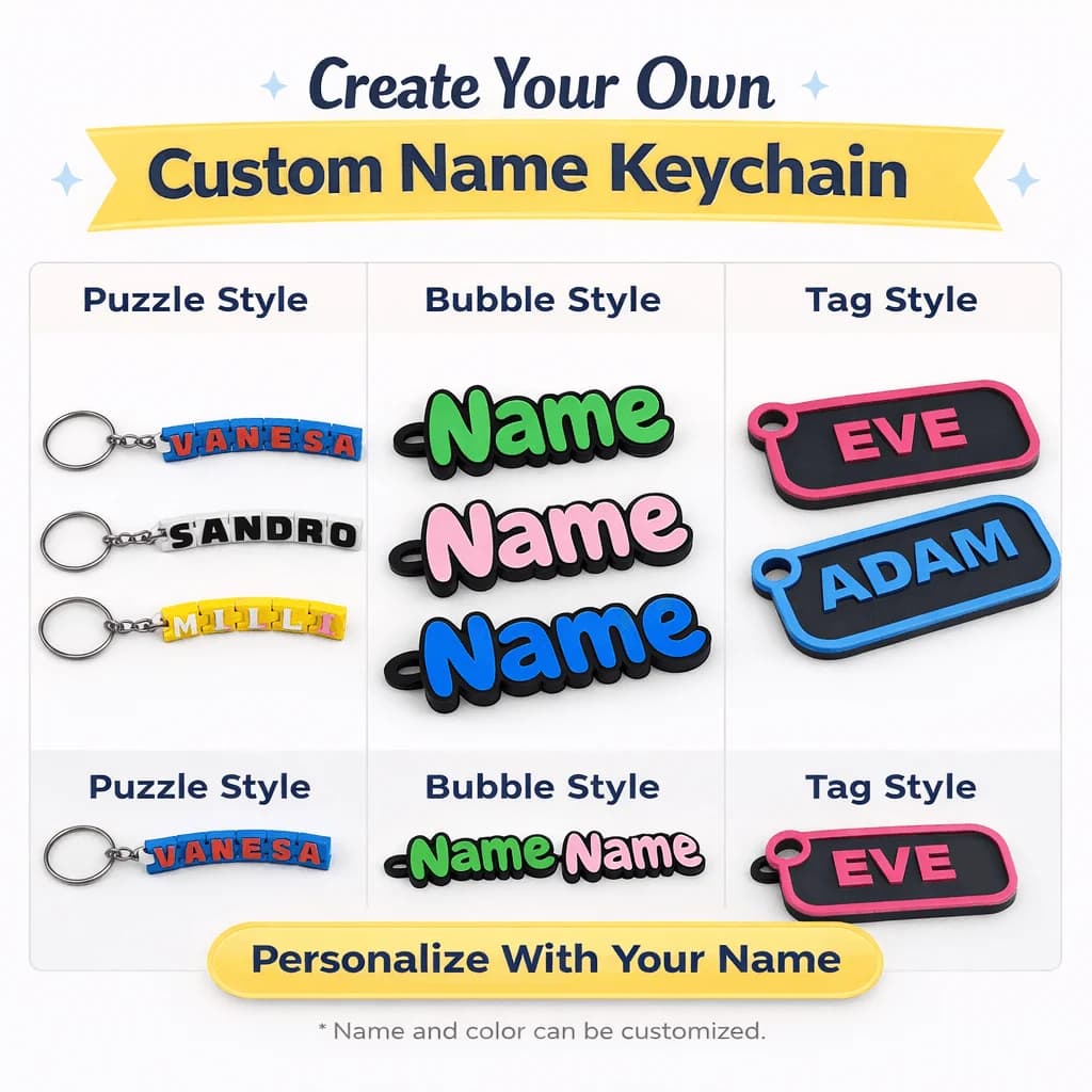 Custom 3D Printed Name Keychain – Personalized Name Tag for Keys, Bags & Gifts thumbnail 2