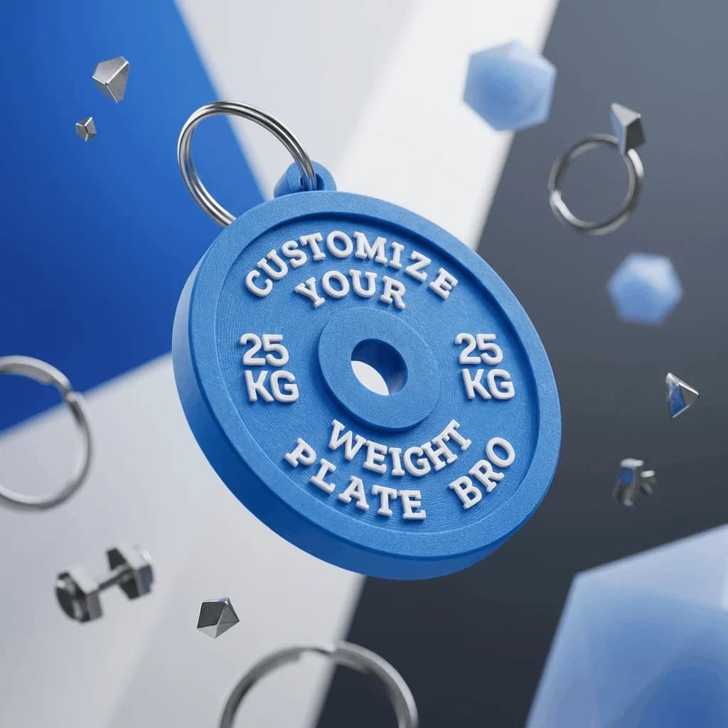 Custom Gym Weight Plate Keychain – Personalized thumbnail 2
