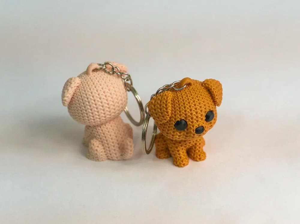 Knitted Puppy Keychain – Cute Soft Mini Dog thumbnail 2