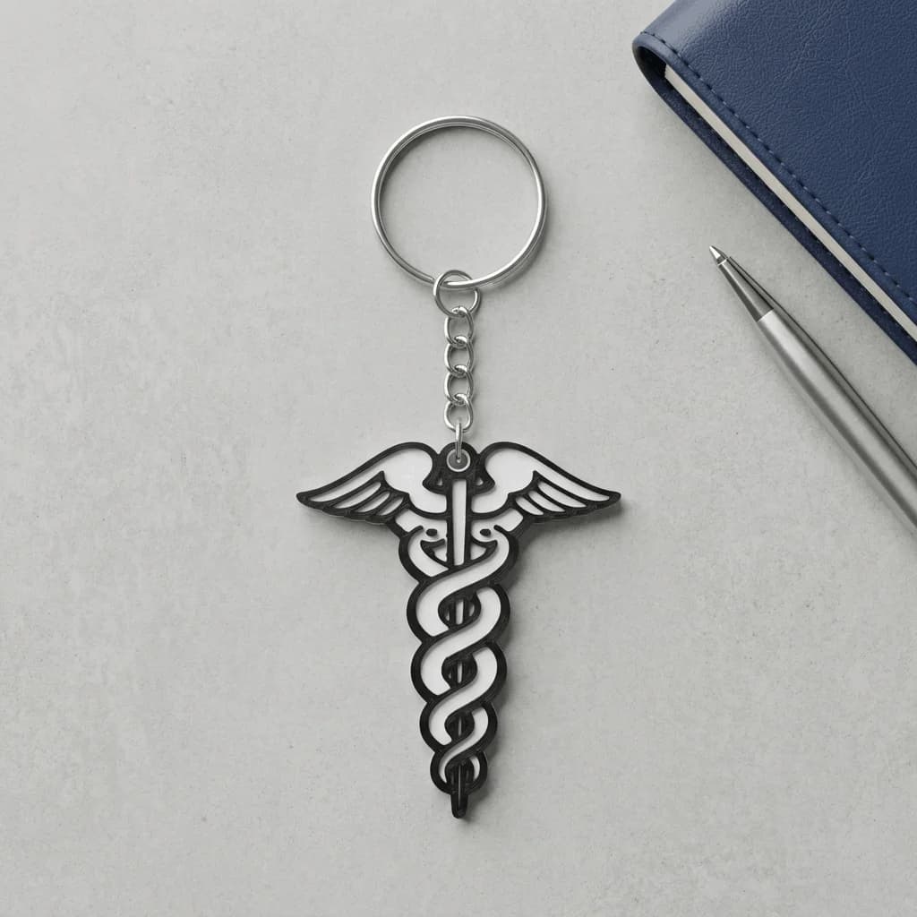 Caduceus Keychain | Premium 3D Print – 3DPrintShop thumbnail 3