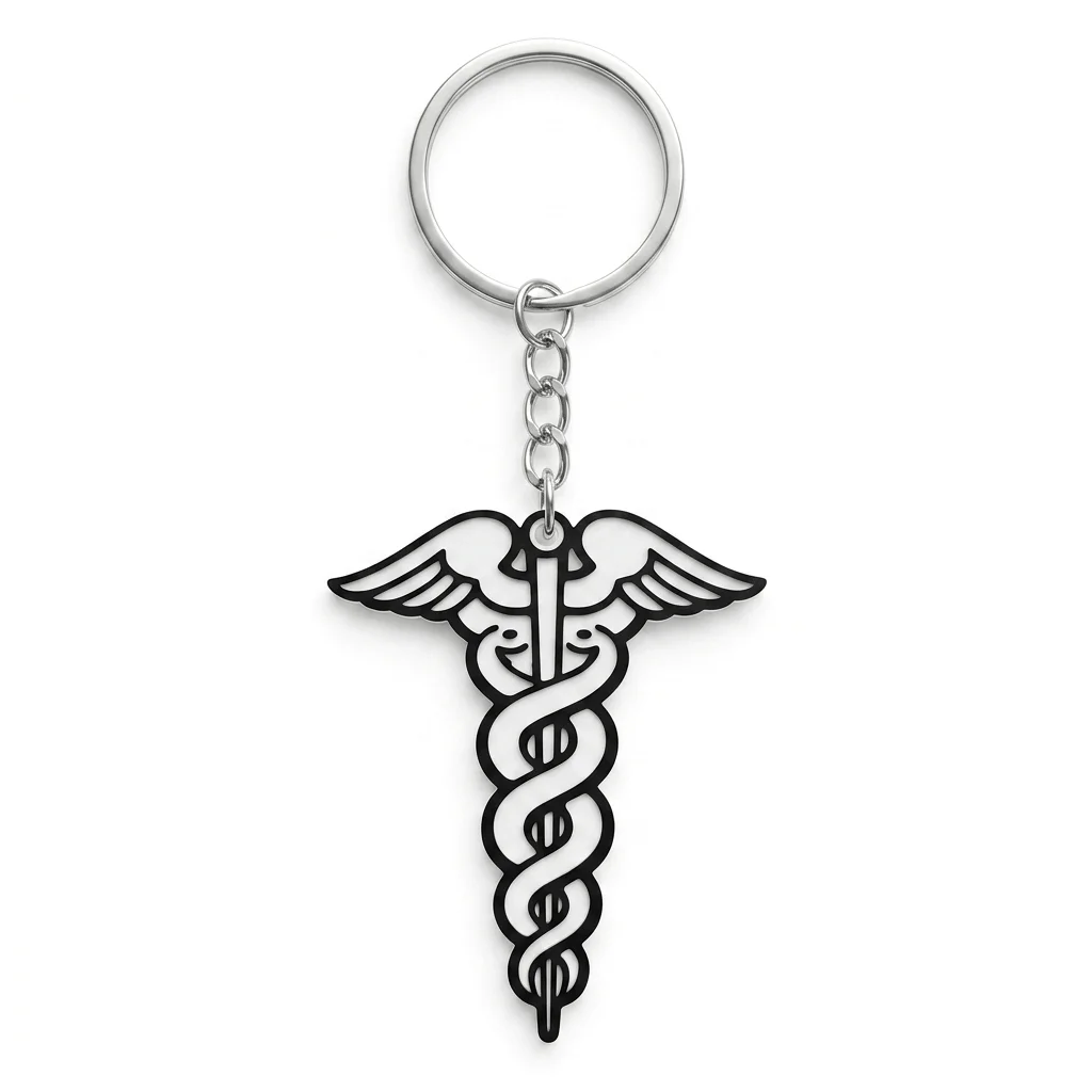 Caduceus Keychain | Premium 3D Print – 3DPrintShop thumbnail 4
