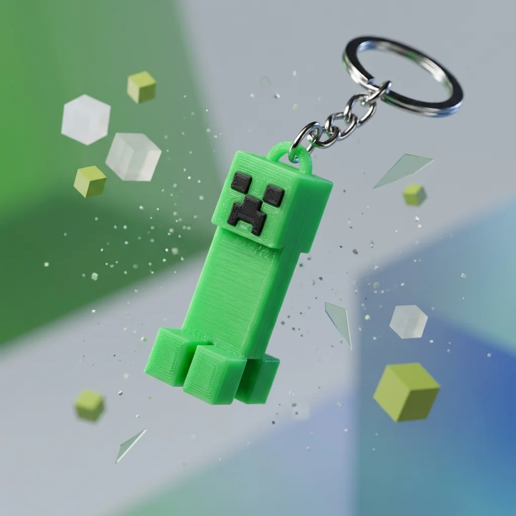 3D Printed Minecraft Creeper Face Keychain