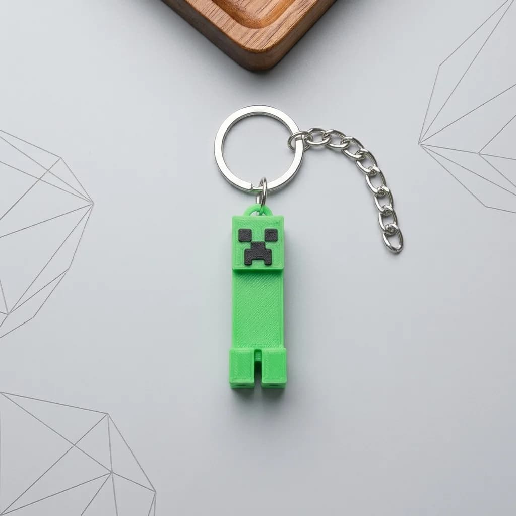 3D Printed Minecraft Creeper Face Keychain thumbnail 4