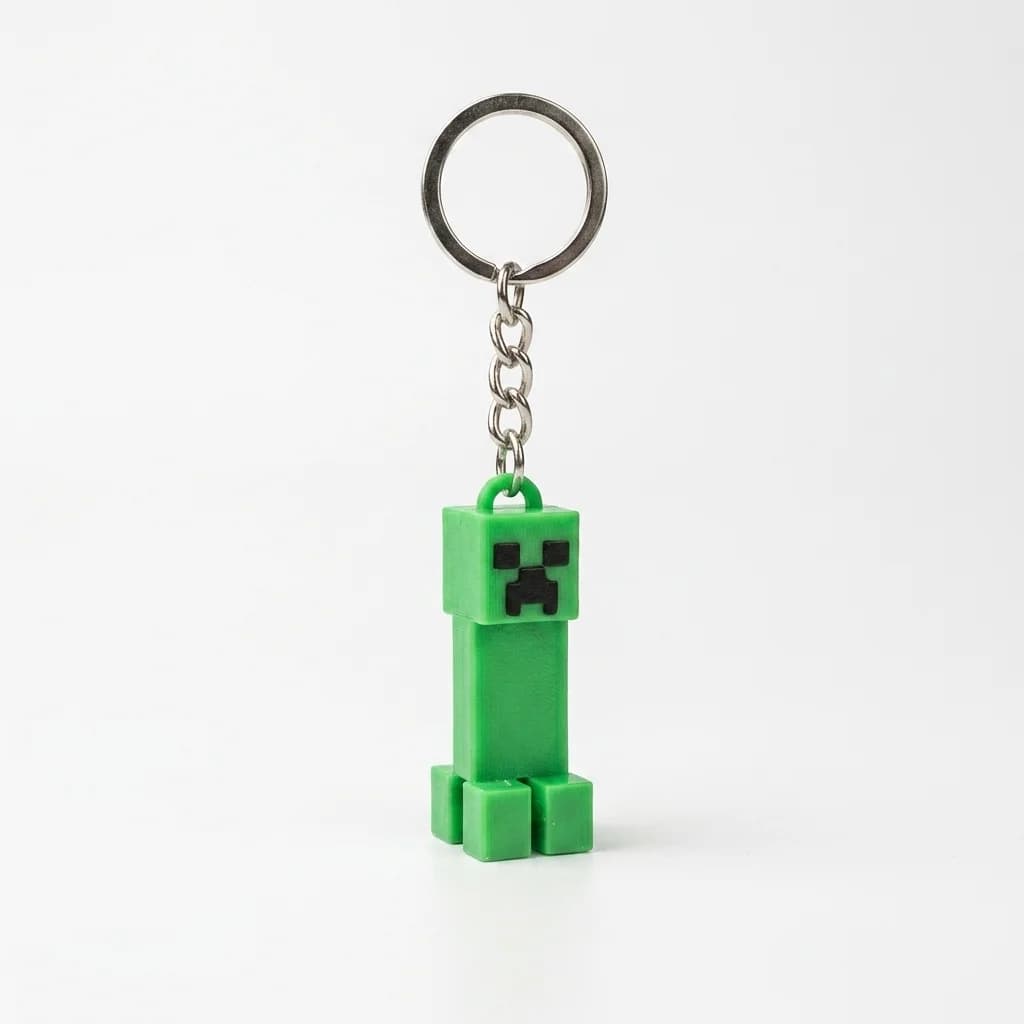 3D Printed Minecraft Creeper Face Keychain thumbnail 3