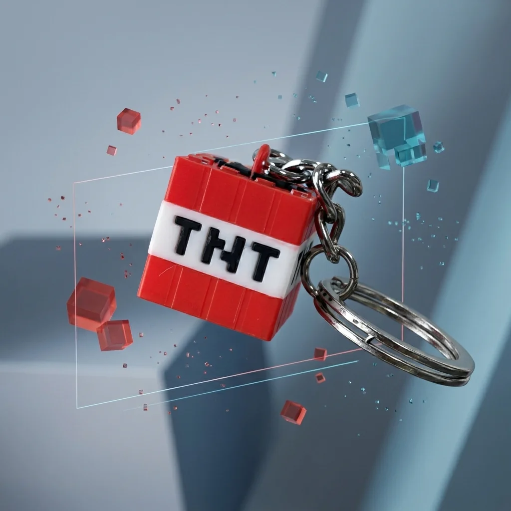 3D Printed Minecraft TNT Block Keychain thumbnail 2