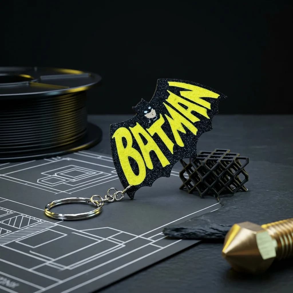 Batman Keychain | Sparkle Bat Logo Gift – 3DPrintShop