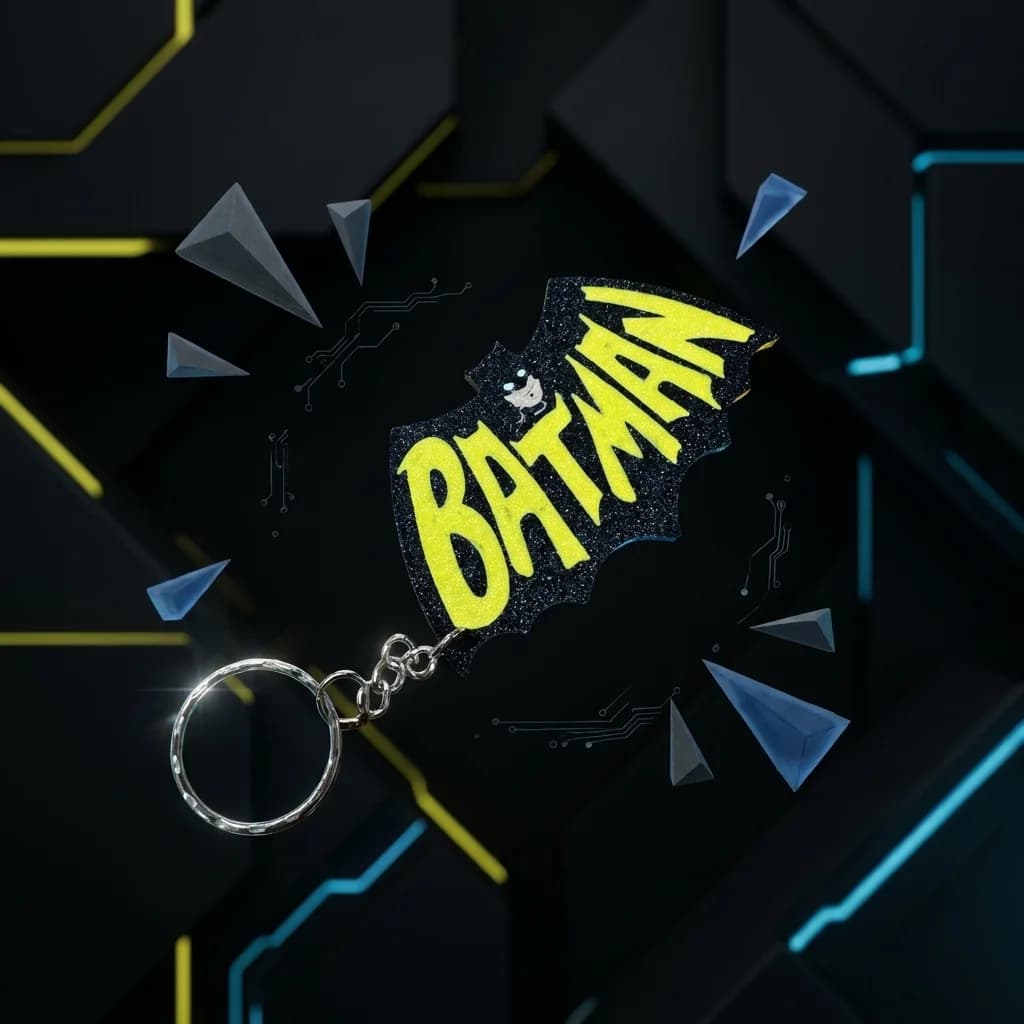 Batman Keychain | Sparkle Bat Logo Gift – 3DPrintShop thumbnail 2