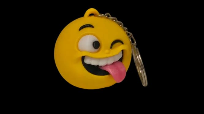 Emoji Keychain | 3D Winking Tongue-Out Face – 3DPrintShop thumbnail 3