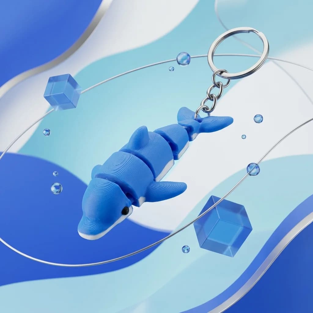 Flexi Dolphin Keychain | Articulated Fidget Gift – 3DPrintShop thumbnail 2