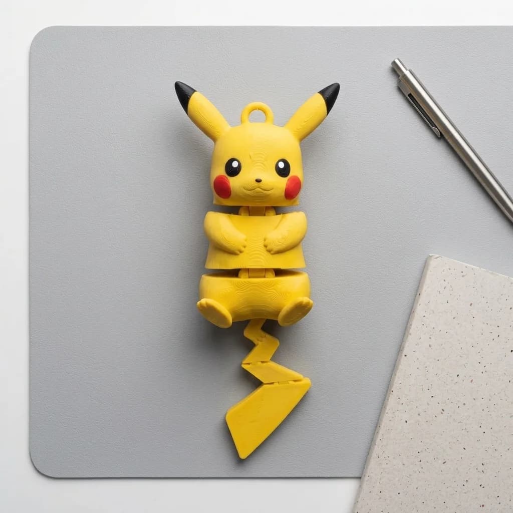 Articulated Pikachu Keychain – Multi-Color 3D Printed Flexi Keychain