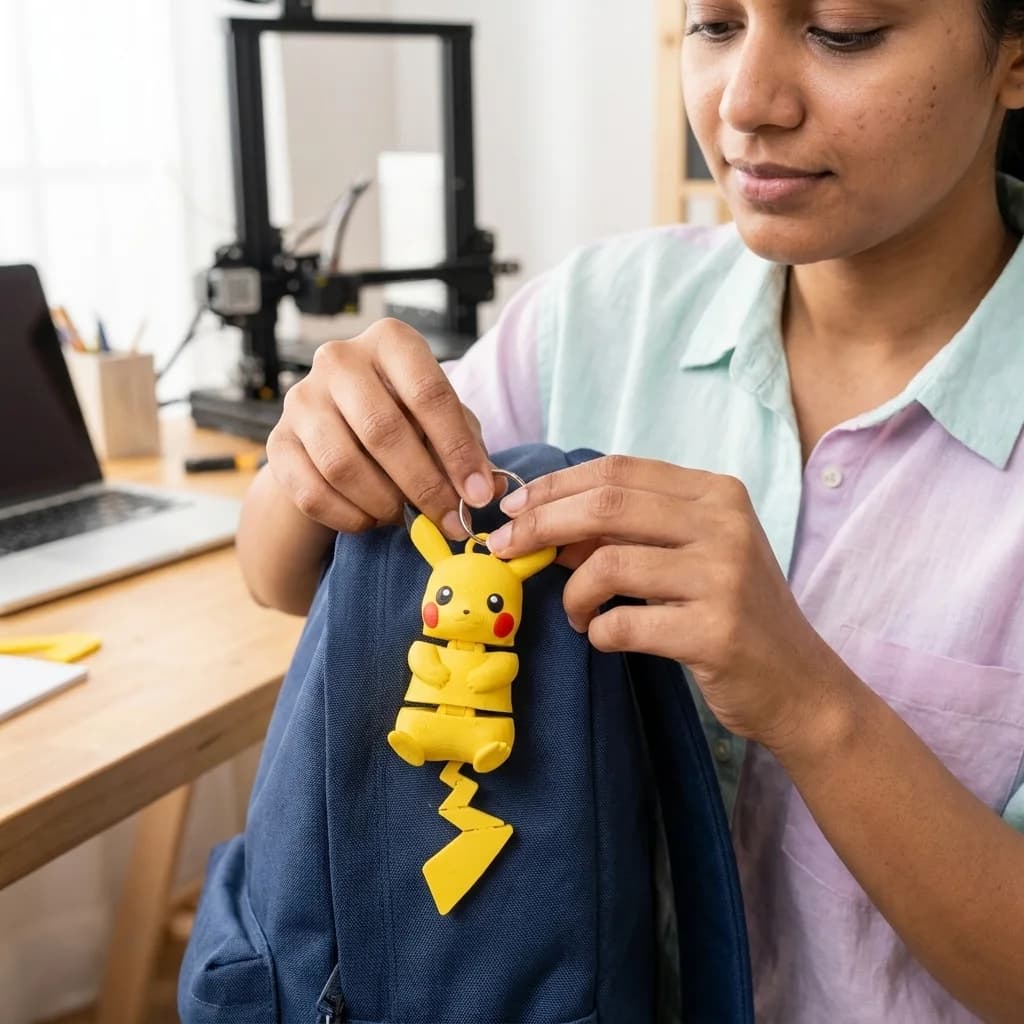 Articulated Pikachu Keychain – Multi-Color 3D Printed Flexi Keychain thumbnail 2