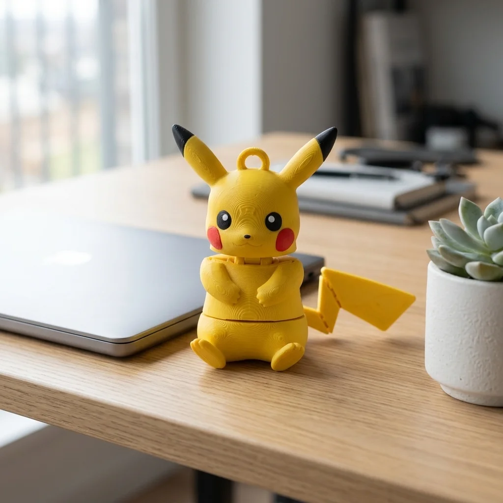 Articulated Pikachu Keychain – Multi-Color 3D Printed Flexi Keychain thumbnail 3