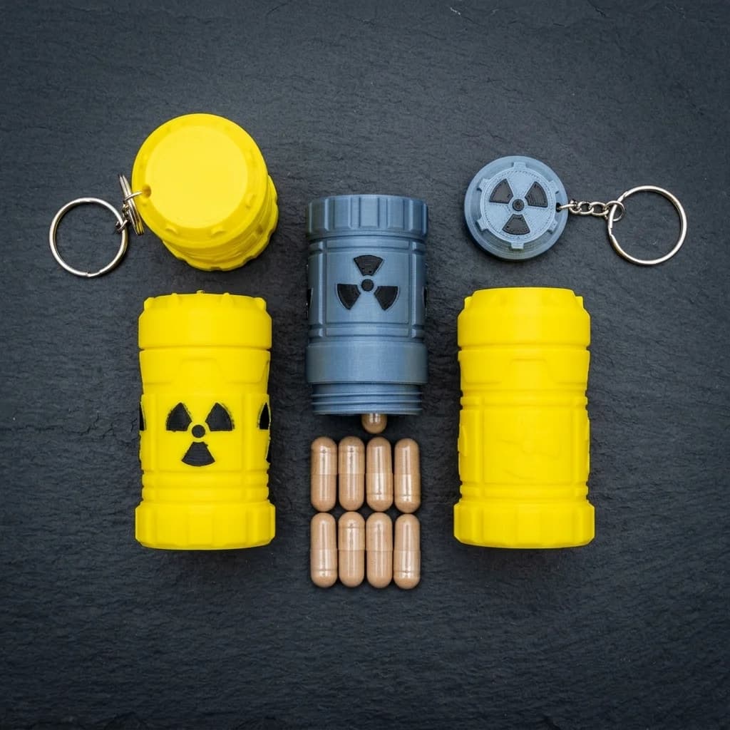 Pill Box Keychain | Nuclear Screw-Top Capsule – 3DPrintShop thumbnail 3