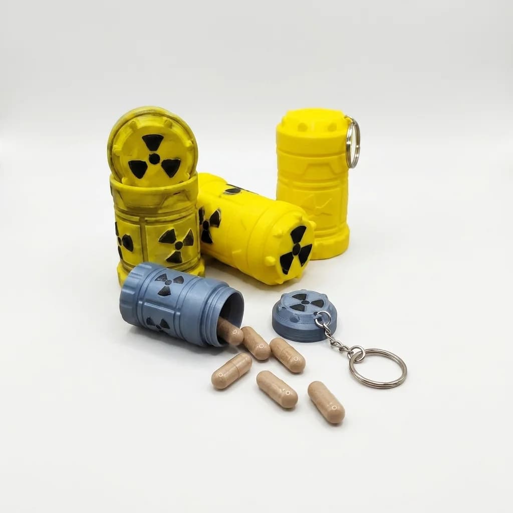 Pill Box Keychain | Nuclear Screw-Top Capsule – 3DPrintShop thumbnail 4