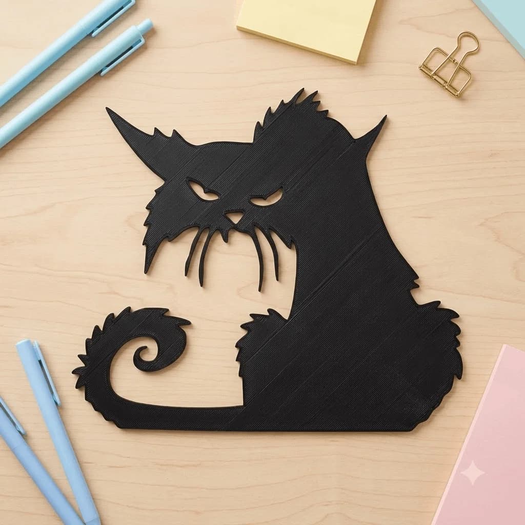 Black Cat Wall Art | Silhouette Home Decor – 3DPrintShop thumbnail 2