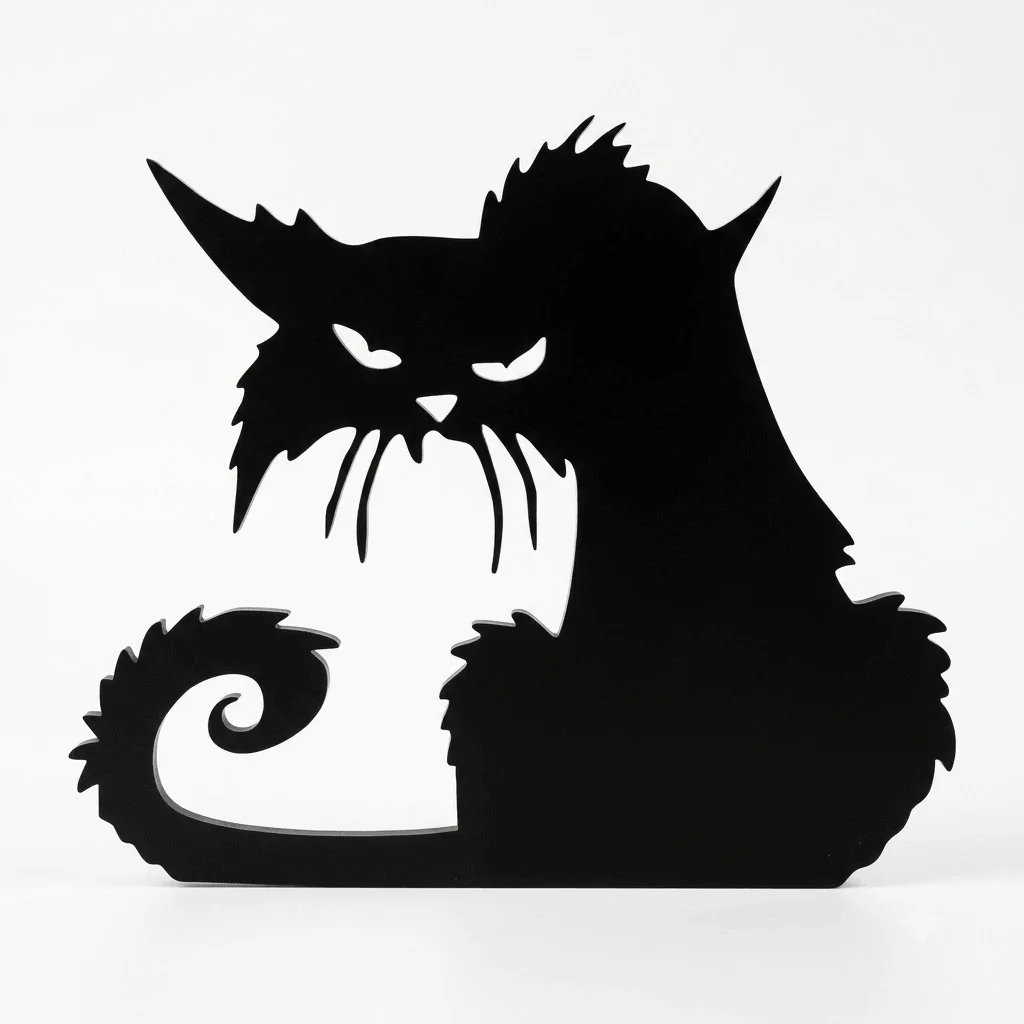 Black Cat Wall Art | Silhouette Home Decor – 3DPrintShop thumbnail 3