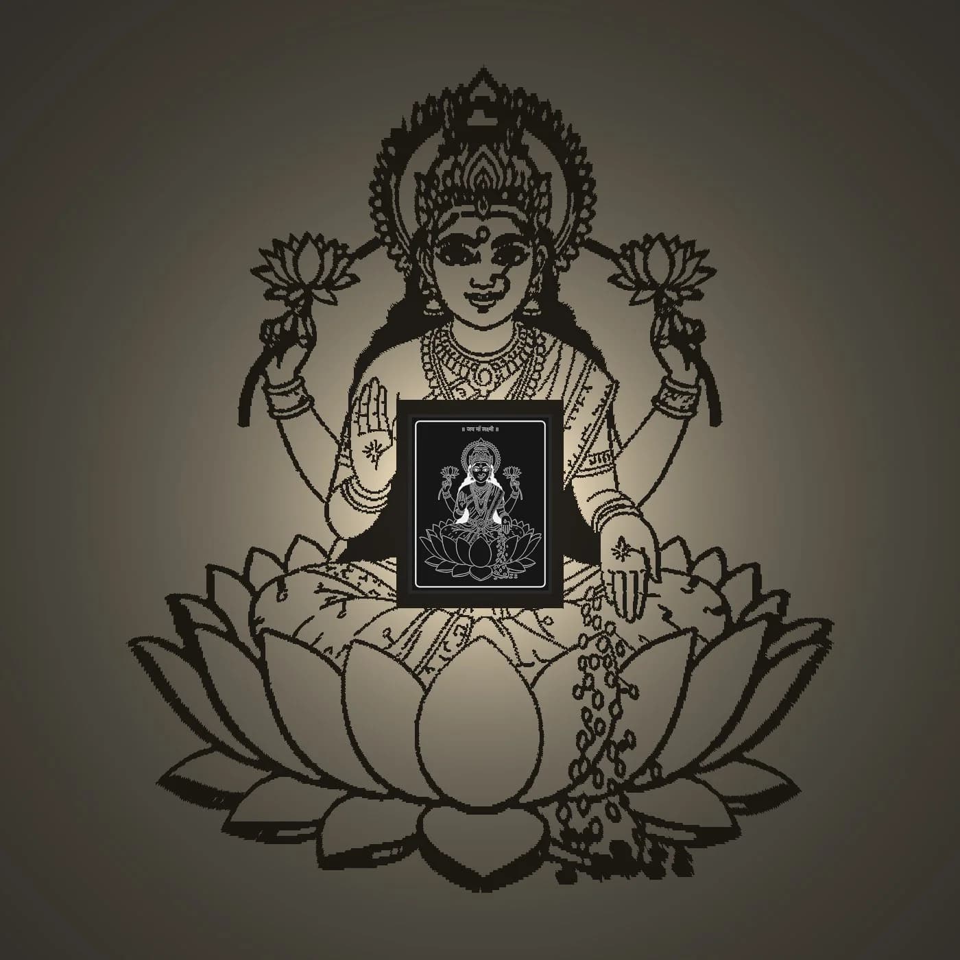 Laxmi shadow lamp casting Maa Laxmi seated on a lotus shadow on the wall