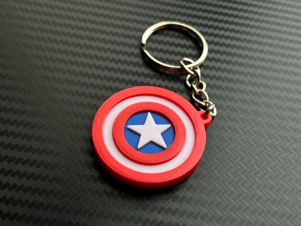 Captain America Shield 3D Printed Keychain