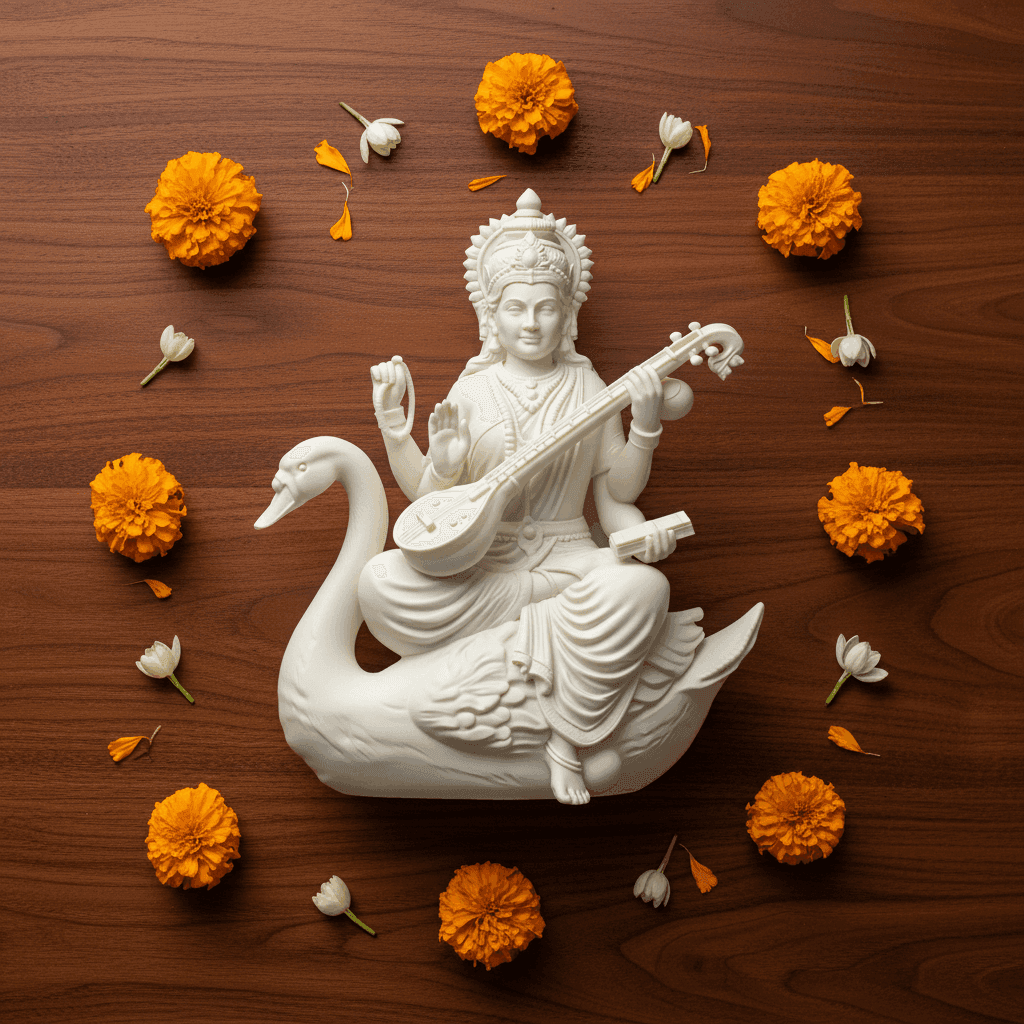 Hindu Goddess Saraswati Ji 3D Printed Murti (PLA)