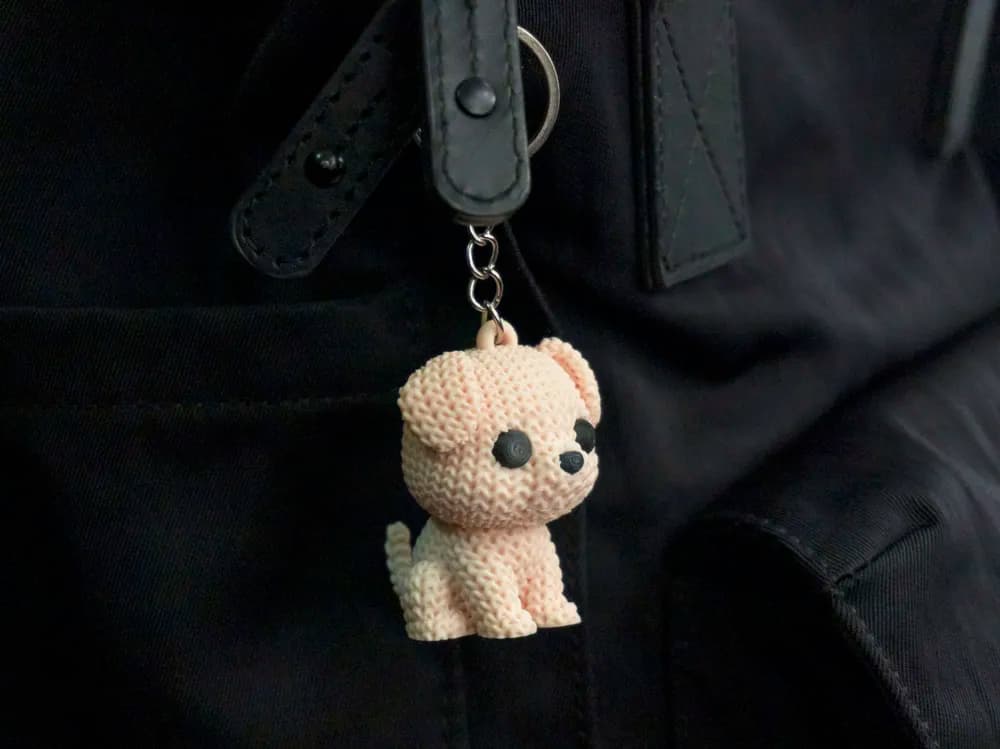 Knitted Puppy Keychain – Cute Soft Mini Dog