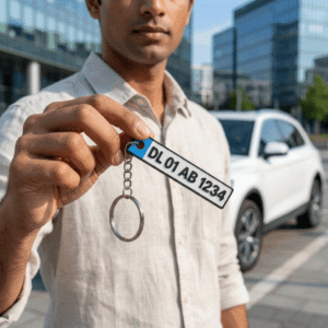 Custom Vehicle Number Plate 3D Printed Keychain – Car / Bike / Scooter